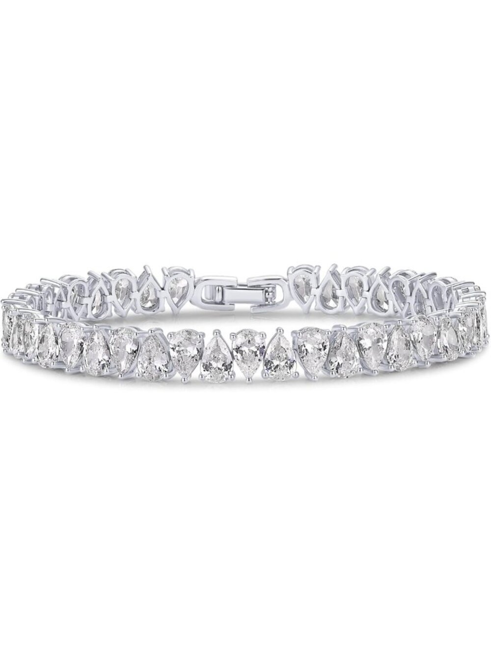 Elegant 14K Gold Plated Tennis Bracelet for Women, Bridal Pear CZ Jewelry Gift